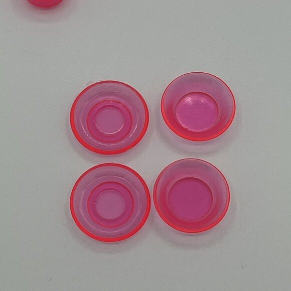 Vintage Barbie Clear Pink Dishes Cups Plates Bowls 9 pcs Mattel - Picture 2 of 6